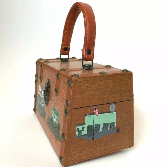 Vintage Roger Van S Hand Painted Wooden Handbag - Picture 2 of 8